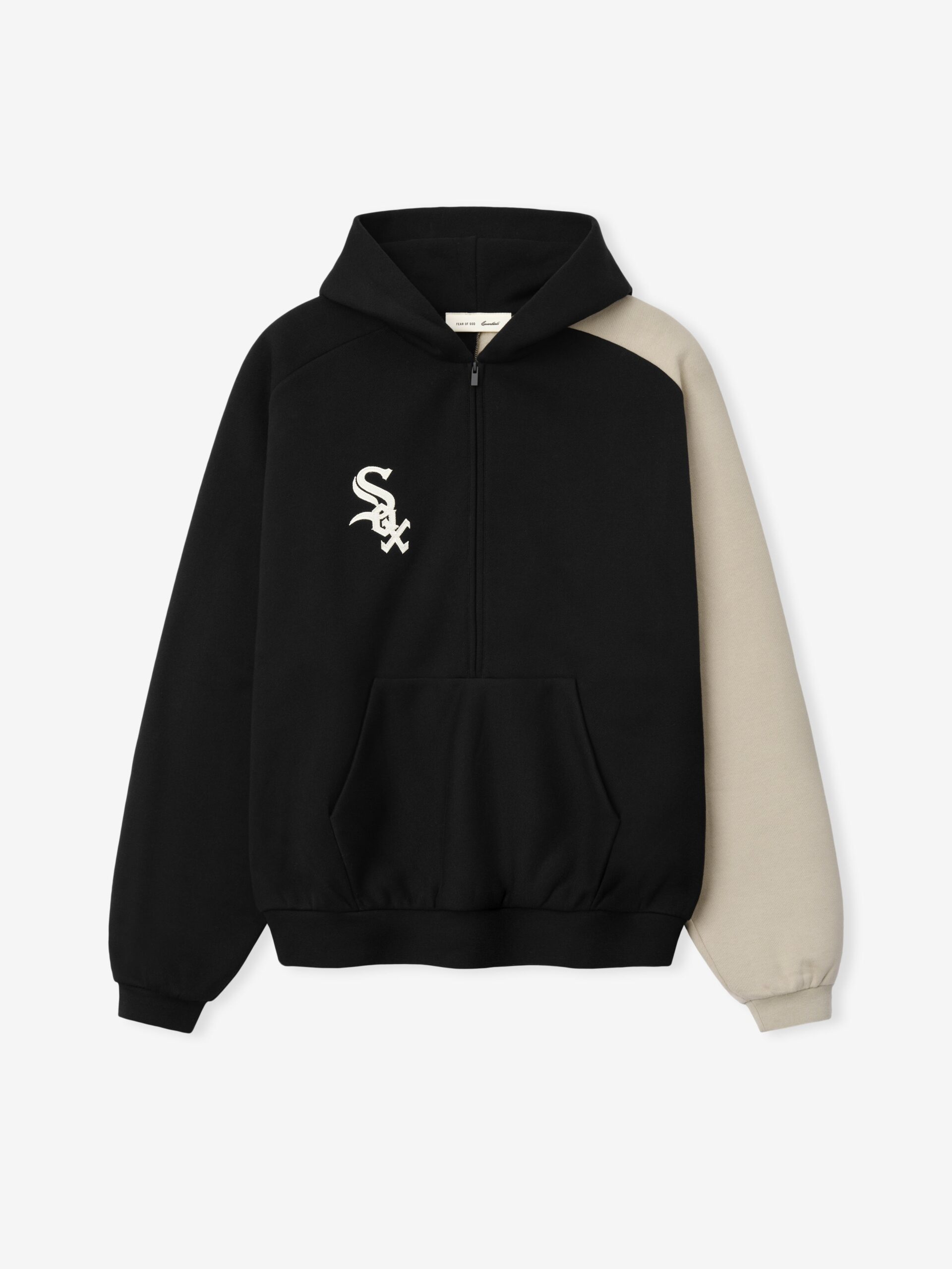 RW00212_WHITE_SOX_RAGLAN_HALF_ZIP_SPORT_HOODIE-BLACK_1 Essentials White Sox Raglan Half Zip Sport Hoodie