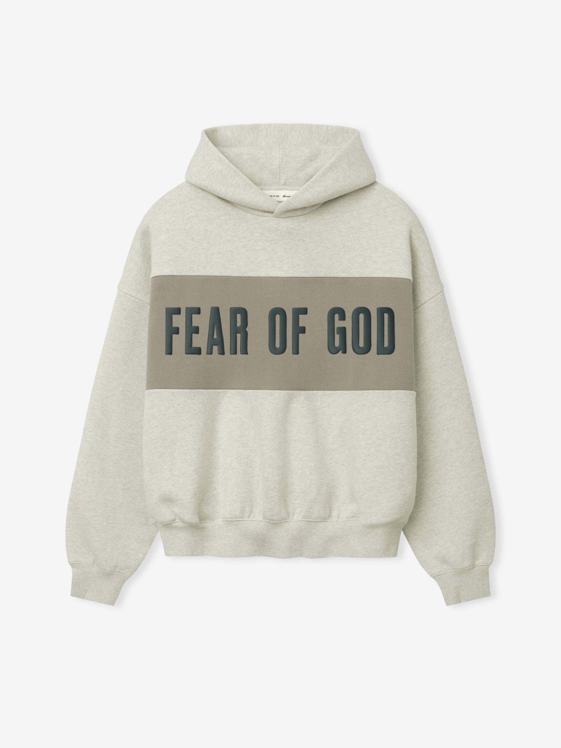 RW00283_VANILLA_HEATHER_SEAL_1 Essential Cropped Relaxed Panelled Grey Hoodie