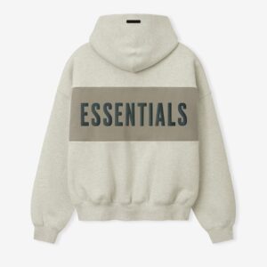 Essential Cropped Relaxed Panelled Grey Hoodie