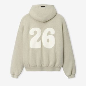 Essentials Gray 90s Zip-Up Hoodie